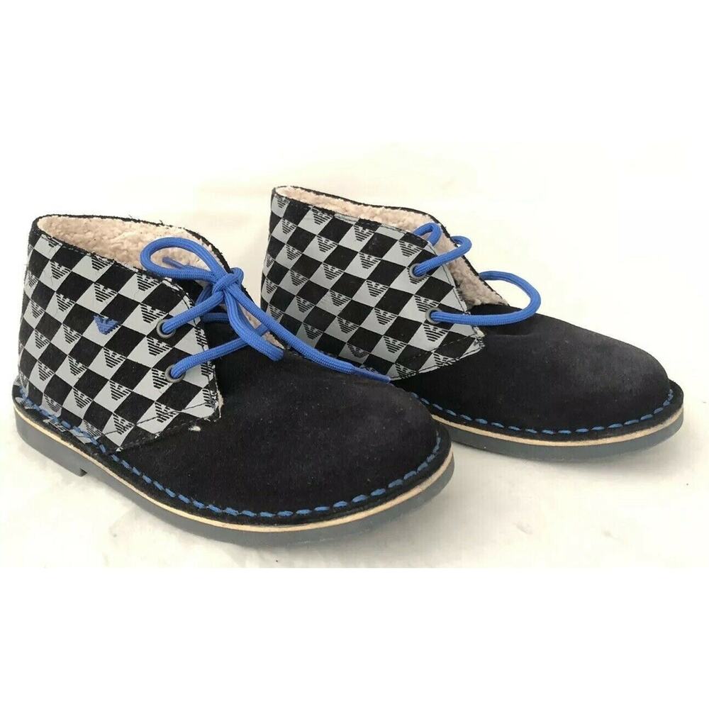 Armani Junior boys Navy Desert Boots Shoes 33 Eu (2 US) Portugal NWT $260